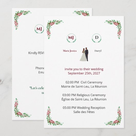Floral Wedding Invitation (正面/裏面)