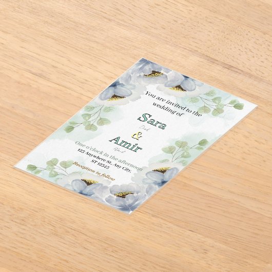 Floral wedding Invitation  アクリル招待状 (レイダウン)