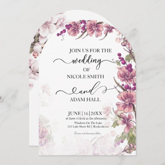 Floral Wedding Invitation 招待状 (正面/裏面)