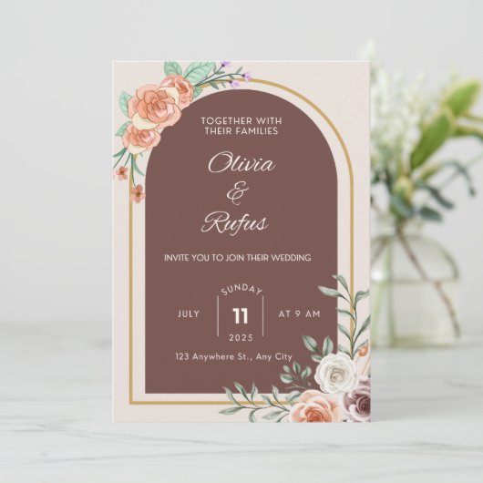 Floral wedding invitation  招待状 (スタンド正面)