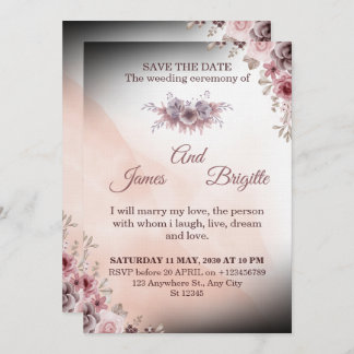Floral Wedding Invitation CARD modern design 招待状