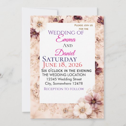 "Floral Wedding Invitation Cards - CustoInvitation 招待状 (正面)