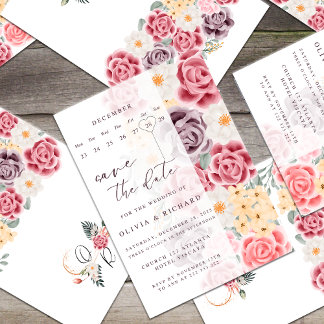 Floral wedding invitation combines romantic elegan 招待状