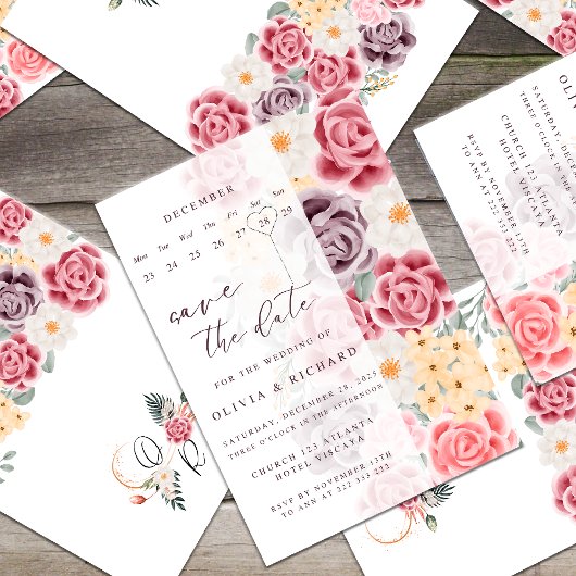 Floral wedding invitation combines romantic elegan 招待状