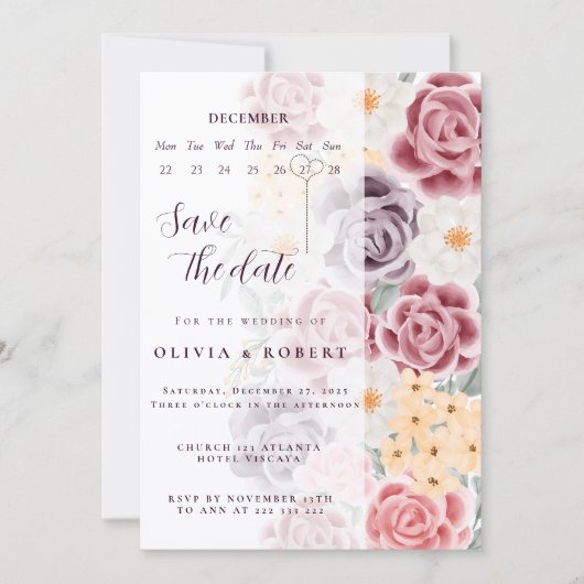 Floral wedding invitation combines romantic elegan 招待状 (正面)