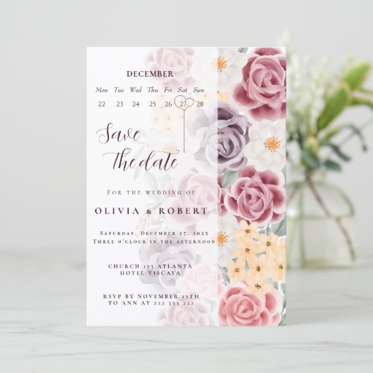 Floral wedding invitation combines romantic elegan 招待状 (スタンド正面)