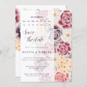 Floral wedding invitation combines romantic elegan 招待状 (正面/裏面)