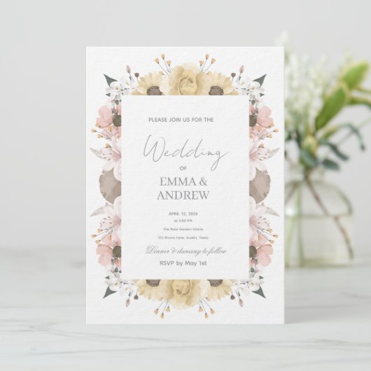 Floral Wedding Invitation – Elegant 招待状 (スタンド正面)