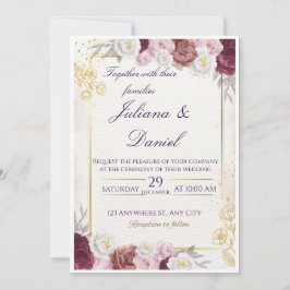 Floral Wedding Invitation – Elegant & Customizable 招待状
