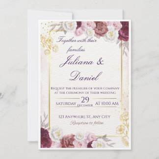 Floral Wedding Invitation – Elegant & Customizable 招待状