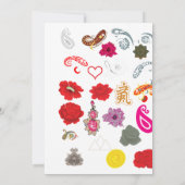 Floral Wedding Invitation Elegant Red Rose カード (裏面)