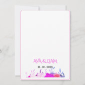 Floral Wedding Invitation in Blue & Turquoise 招待状 (裏面)