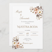  Floral wedding invitation in Spanish 招待状 (正面/裏面)