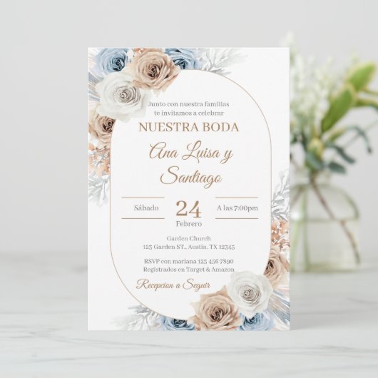 Floral Wedding invitation Invitación boda espa 招待状 (スタンド正面)