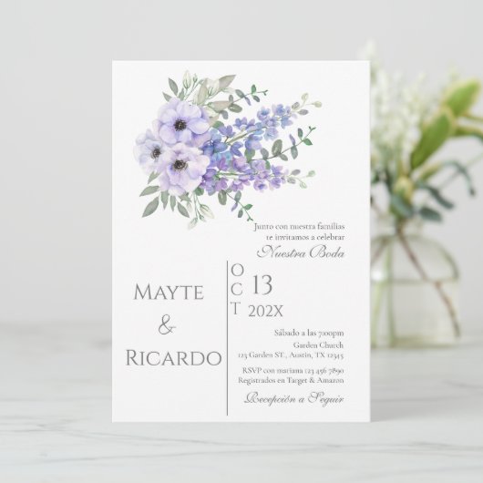 Floral Wedding invitation Invitación boda espa 招待状 (スタンド正面)