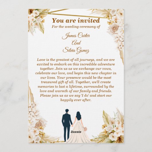 Floral Wedding Invitation – Modern invite card 招待状 (裏面)