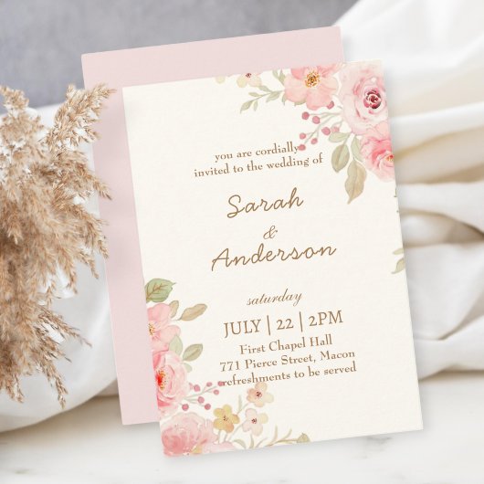 Floral Wedding Invitation Template Wedding  サンキューカード