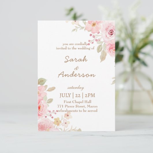 Floral Wedding Invitation Template Wedding  サンキューカード (スタンド正面)