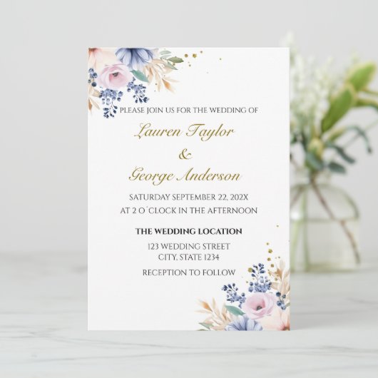 Floral wedding invitation, wedding invite 招待状 (スタンド正面)