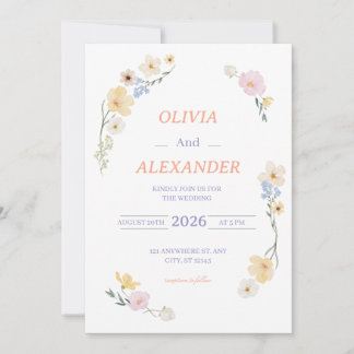 Floral Wedding Invitations Colorful flowers 招待状