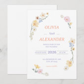 Floral Wedding Invitations Colorful flowers 招待状 (正面/裏面)