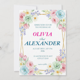 Floral Wedding Invitations Colorful Spring 招待状