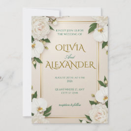 Floral Wedding Invitations Luxurious White 招待状