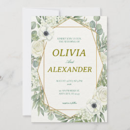 Floral Wedding Invitations Natural Green Plant 招待状