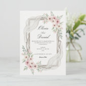 Floral Wedding Invitations Soft pink 招待状 (スタンド正面)