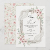 Floral Wedding Invitations Soft pink 招待状 (正面/裏面)