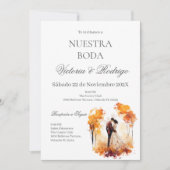 Floral Wedding invite in Spanish 招待状 (正面)