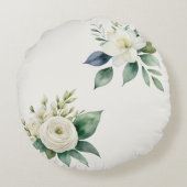 Floral Wedding Keepsake Elegant Decor Personalized ラウンドクッション (裏面)
