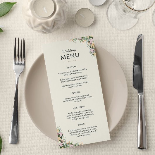 Floral wedding menu - boho style メニュー