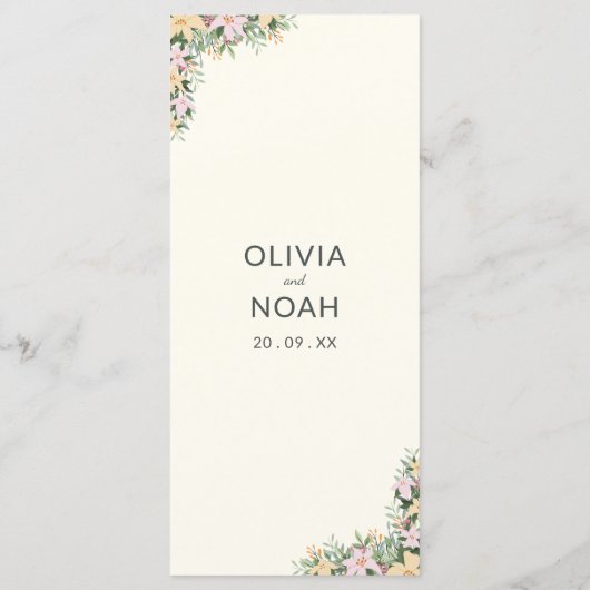 Floral wedding menu - boho style メニュー (裏面)