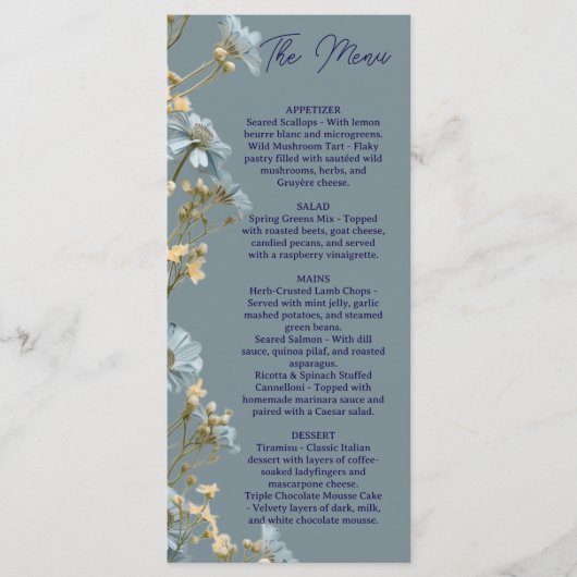 Floral Wedding Menu, Minimalist Menu, Elegant  メニュー (正面)
