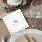 Floral Wedding Monogram Cocktail Napkin スタンダードカクテルナプキン