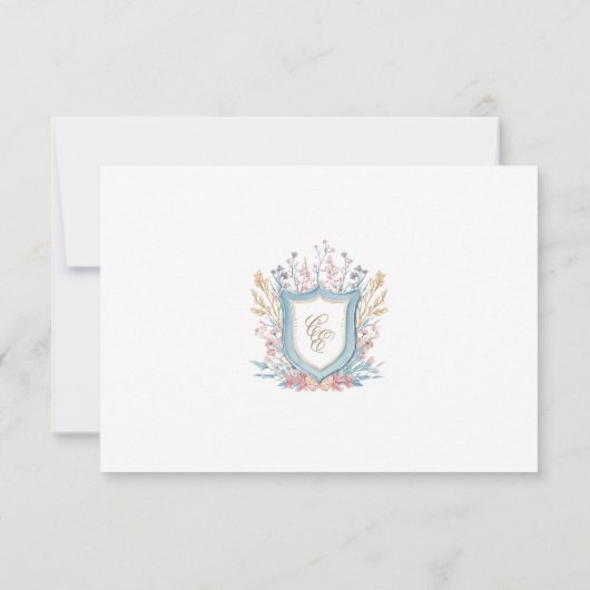 Floral Wedding Monogram Crest RSVP Card (裏面)