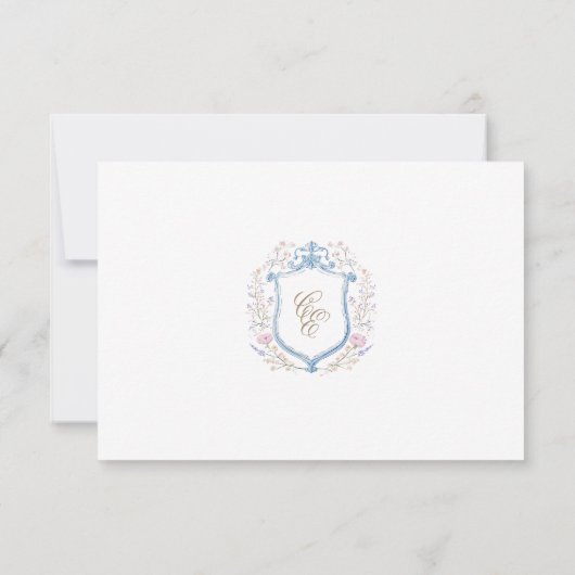 Floral Wedding Monogram Crest RSVP Card (裏面)