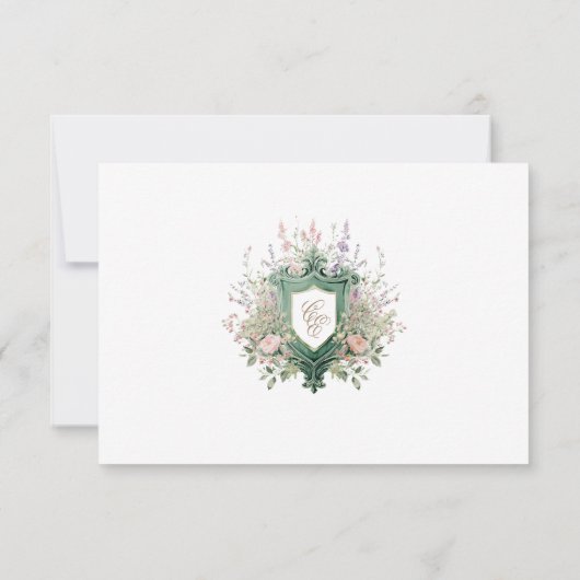 Floral Wedding Monogram Crest RSVP Card (裏面)