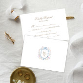 Floral Wedding Monogram Crest RSVP Card