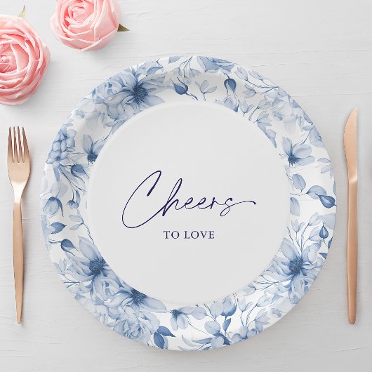 Floral Wedding Plate – Cheers to Love  ペーパープレート