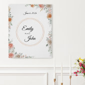 Floral Wedding Poster with Names and Date ポスター
