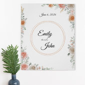 Floral Wedding Poster with Names and Date ポスター