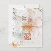 Floral Wedding Reply by with QR Code Blush Peach  出欠カード (裏面)