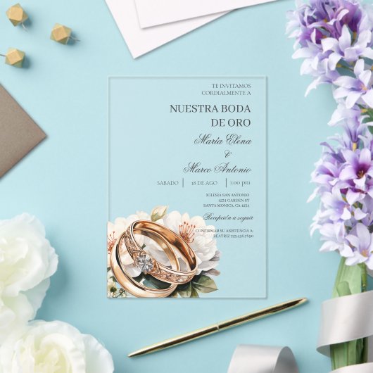 Floral wedding ring acrylic wedding  アクリル招待状 (インサイチュ (ウェディング))