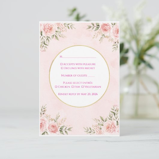 Floral Wedding RSVP Cards - Elegant CResponse Card (スタンド正面)