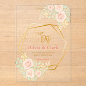 Floral Wedding Save the Date アクリル招待状 (正面)