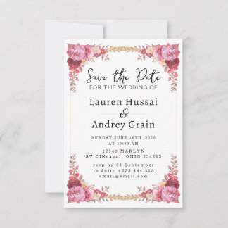 Floral Wedding Save the Date Invitation セーブザデート