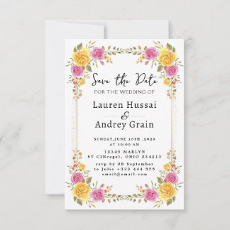 Floral Wedding Save the Date Invitation セーブザデート