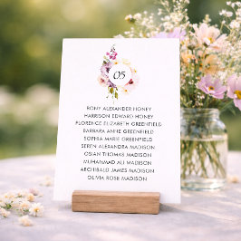 Floral Wedding Seating Chart Table Sign 招待状
